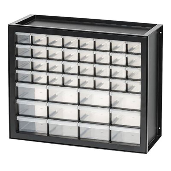 Iris 44 Drawer Clear Plastic Craft Garage Workshop Storage System Cabinet, Black