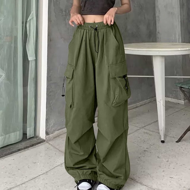 LSLJS Women's Casual Pants Cowboy Pocket Straight Cylinder Overalls Solid Color