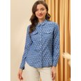 thumbnail image 2 of INSPIRE CHIC Chemise à Pois pour Femme à Col Pointu, Manches Longues, Boutonnée, 2 of 6