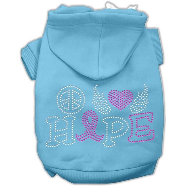 Peace Love Hope Breast Cancer Rhinestone Pet Hoodie Baby Blue Xl (16)