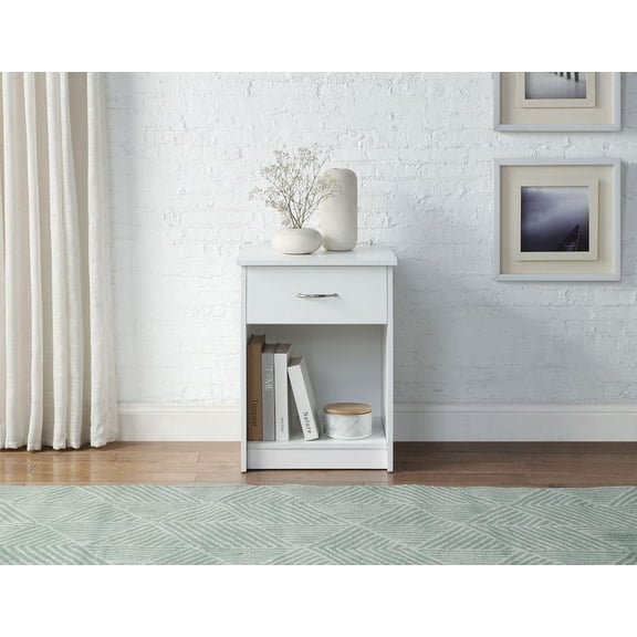 Mainstays Single Drawer Nightstand, White