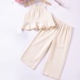 thumbnail image 2 of Plebaso Girls 2 Piece Outfits Summer Ruffle Cami Tops Loose Wide Leg Pants Kids Vacation Beach Clothes Set, 2 of 6