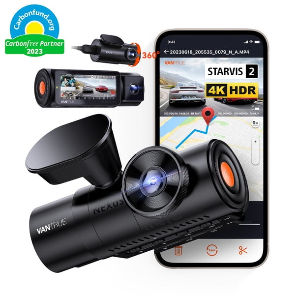 VANTRUE N4 Pro & 64 GB SD Card : 4K 3-Channel Dash Cam STARVIS 2 IMX678 PlatePix HDR Night Vision 4K+1080P+1080P Front/Inside/Rear Camera Voice Control WiFi GPS 24H Parking Mode Supports 512GB