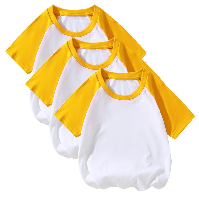 MeetoTime 3PC Kids Cotton Breathable Short Sleeve Basic Tees Solid Color Round Neck T-shirt for Boys Girls
