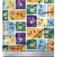 thumbnail image 1 of Soimoi Purple Polyester Crepe Fabric Floral & Insect Patchwork Print Fabric by The Yard 42 Inch Wide, 1 of 3