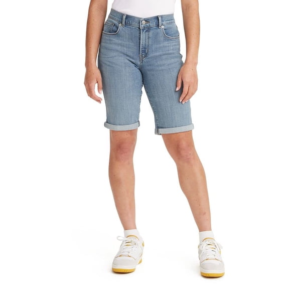 Levi's Women's Plus-Size Shaping Bermuda Shorts, Lapis Ring-Medium Indigo, 40