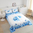 thumbnail image 4 of Erosebridal Ensembles de Literie Initiale Florale Double avec Couette, Insert de Couette Fleur Papillon, Déco de Chambre Ado, Réversible, 3 Pcs, 4 of 8