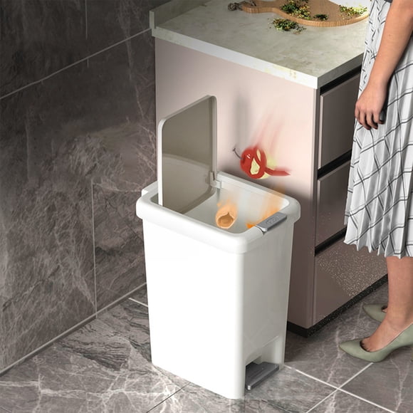 Dvkptbk Garbage Can Trash Can Household Bathroom Kitchen Toilet with Lid Large Trash Can Slot Bedroom Plastic Open Lid Foot-Operated Kitchen & Dining