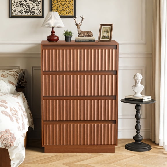 UPGO Commode en Bois, Commode à 5 Tiroirs pour Chambre, Commode Moderne avec Tiroirs Profonds, Imperméable, pour Salon, Couloir, Entrée.