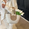 thumbnail image 4 of Chmadoxn Storage Trunks,Closet Organizers and Storage, Rope Woven Handbag Large Capacity Tote Bag Daily Versatile Shoulder Bag Splicing Color Casual Woven Bag Beach Bag Desktop storage, 4 of 6