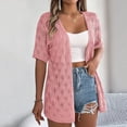 thumbnail image 2 of Timegard Womens Summer Tops Short Sleeve Hollow out Cover up Boho Open Front Knitted Cardigan Beach Wear, 2 of 7