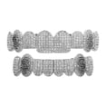 thumbnail image 1 of segolike Hip Hop Grill Set Tooth 8 Top Tooth 8 Bottom Tooth for Men Women Rapper Costume silvery set, 1 of 9