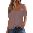 thumbnail image 2 of QIPOPIQ Women's Cold Shoulder Tops Short Sleeve V Neck T Shirts Basic Summer Tees Clearance, 2 of 7