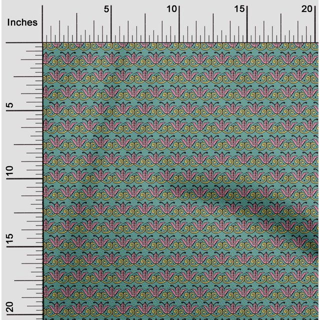 oneOone Viscose Chiffon Fabric Dot|Swirl & Floral Block Printed Fabric 1 Yard 42 Inch Wide
