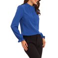 thumbnail image 4 of INSPIRE CHIC Blouse Haut à Col Montant à Volants Boutonné à Manches Longues pour Femme TP Bleu Royal, 4 of 6