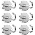 thumbnail image 1 of 6pcs 20MM Magnet Hook 13KG Attraction Force, Magnetic Magnet Detachable Strong Hooks, Neodymium Round Magnetic Hooks for Kitchen Refrigerators, Ceiling, Small, 1 of 4