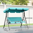 thumbnail image 3 of Outsunny 3-Seat Patio Swing Chair with Adjustable Canopy Teal, 3 of 10