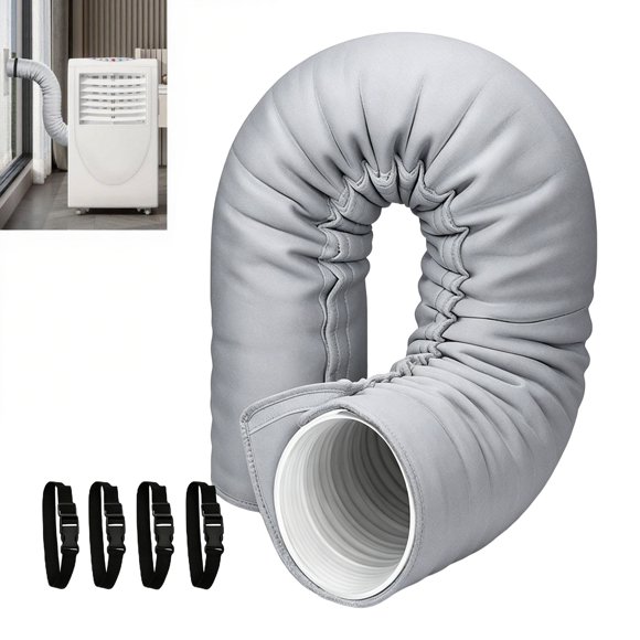 Isolation pour Tuyau de Climatisation 150 cm : Tuyau d'Évacuation Chaleur pour Tuyau CA Écoénergétique de 5/5,9 Po Housse Incluant 3 Courroies Ajustables pour Autocaravane et Maison