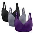 thumbnail image 1 of VEKDONE 3PC Woman's Large Size Solid Color Without Steel Ring Gathering Comfortable Bras Daily Bra Purple 36/80, 1 of 3
