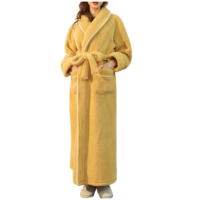 Timegard Womens Robe Soft Warm Fleece Bathrobe Solid Color Fall Winter Casual Loose Comfy Nightgowns