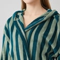 thumbnail image 4 of Plush Soft Hooded Robes for Women, Striped Printed Fleece Womens Robe Cozy Warm Bathrobe Luxury Hotel Spa Robe, 4 of 5