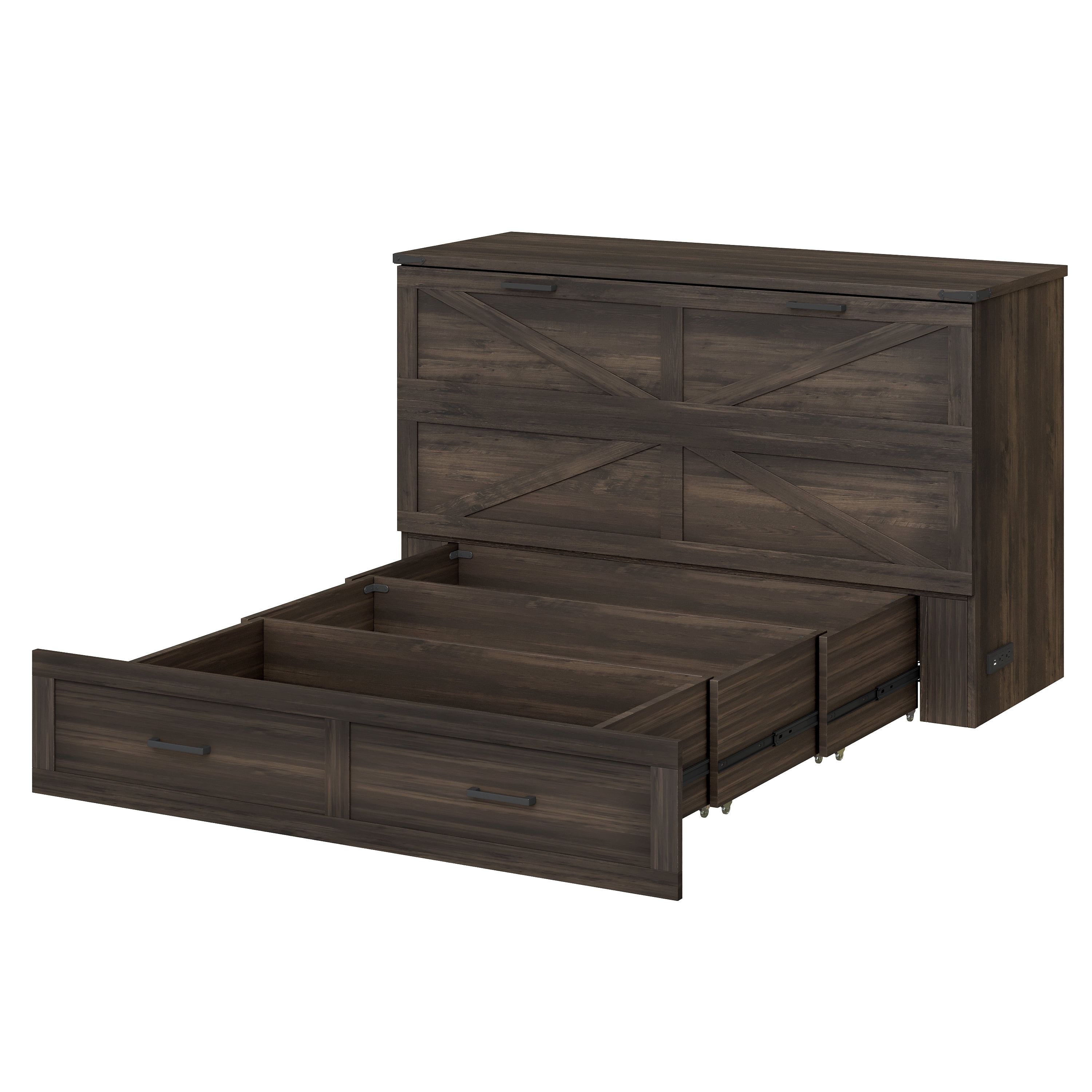 Lit escamotable Noble House, de style ferme, gris, 3 places, avec station de recharge