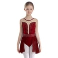 thumbnail image 1 of Miaeowve Justaucorps de Danse Ballet Scintillants pour Filles Robe de Danse Lyrique en Maille Transparente Bourgogne 12, 1 of 7