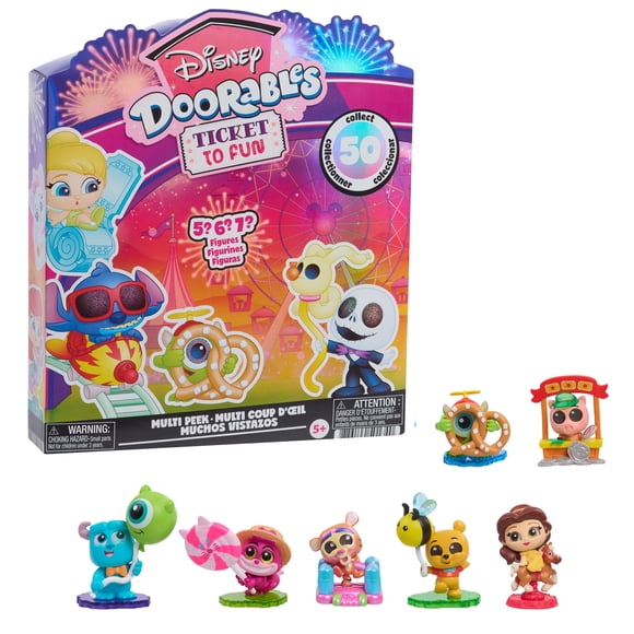 Disney Doorables Ticket to Fun Multi Peek, Festival-Themed Collectible Figures with 5, 6, or 7 Surprise Toys, 50 to Collect, Kids Toys by Just Play, Ages 5+