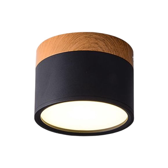 Modern LED Ceiling Light Surface Mounted Cylinder Wood Ceiling Fixtures Lighting LED Downlight for Aisle Bar Kitchen Indoor Lighting Black