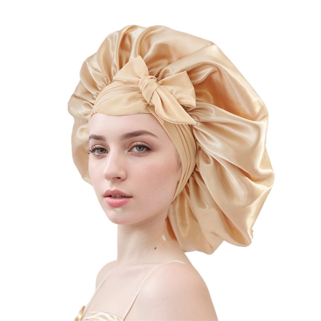Decodeary Chapeau Rond en Satin Ruban Polyvalent Aide à la Vie Confortable et Respirant Doré