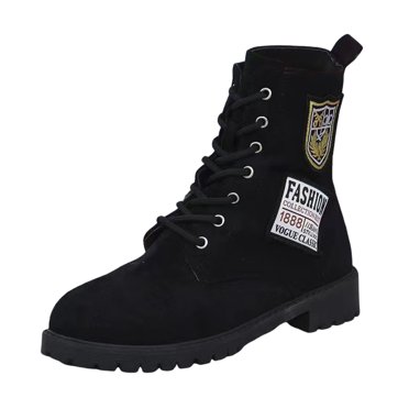 YOUSNH Women Shoes Thick Soled Short Boots Fashion Comfortable Soft Sole Retro Mid Calf Boots Casual Short Boots Women's Boots Black 8.5