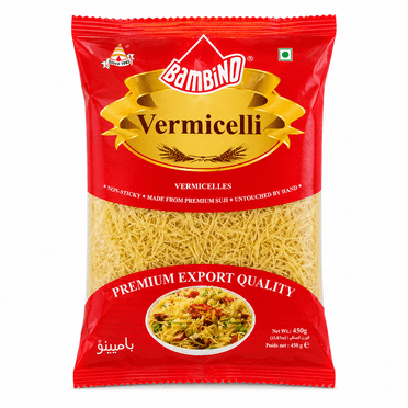 Vermicelles Raccourcis Bambino 350 g – Seviyan Rôti de Qualité Supérieure / Vermicelles Non Collants pour Upma, Kheer et Desserts