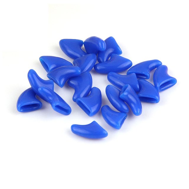 20 Pcs/ensemble Couvre-Griffes pour Animaux, Clous en Résine, Capuchon de Protection, Manucure avec Colle, Fournitures pour Animaux, Bleu, m