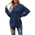 thumbnail image 1 of Bellella Ladies Knitwear Knitted Sweaters Solid Color Crew Neck Pullover Work Jumper Tops Navy Blue XXL, 1 of 3