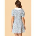 thumbnail image 2 of INSPIRE CHIC Robe-Chemise Courte à Manches Courtes pour Femmes, Coupe Évasée, Col Contrastant, 2 of 4