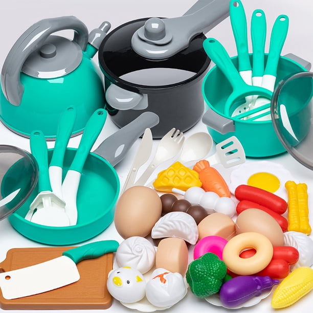 Ensemble Cuisine 91 Pièces Pour Enfants - Aliments à Couper, Casseroles, Poêles - Jouet éducatif De Simulation - Dès 3 Ans