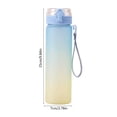 thumbnail image 2 of Blue Water Bottle 800Ml Gradient Color Portable Plastic Straight Drinking Cup With Tea Filter Leak Proof Lid Carrying Strap One Button Open Blue Color For Sports Outdoor Activities, 2 of 7