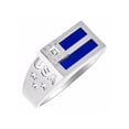 thumbnail image 2 of RYLOS Men's Rings Sterling Silver USA Flag Designer Ring With Diamonds and Blue Quartz Rings For Men Size 12, 2 of 5