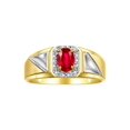 thumbnail image 1 of RYLOS Men's Rings Yellow Gold Plated Silver Classic 7X5MM Oval Gemstone & Diamond Ring Ruby July Birthstone Rings For Men Size 13, 1 of 7