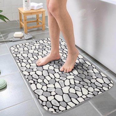 TopLLC Thick Striped Memory Foam Bath Rugs, Soft Absorbent Velvet Bathroom Mats, Dots On Underside, Machine Washable Bathmat, Carpet Rug Room Décor For Shower Floor