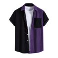 thumbnail image 1 of BOBOGOJP Chemise Boutonnée Homme Classique Manches Courtes T-Shirt Basique avec Poche, Violet TTG, 1 of 4