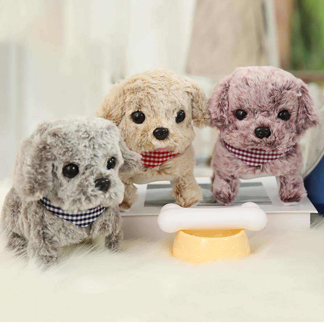 Chiot interactif en peluche qui marche et aboie, jouet chien robot pour