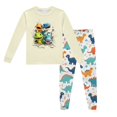 thumbnail image 1 of Pyjamas pour Enfants Garçons Ensemble de Pyjama Imprimé Dinosaure Col Rond Manches Longues Pantalon 2 Pcs Printemps Automne Pyjamas pour Tout-Petits Beige 7 Ans-8 Ans, 1 of 5