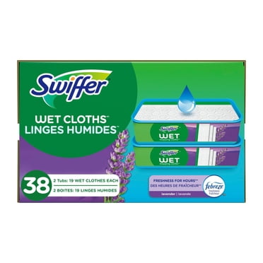 Swiffer Sweep + Mop, Wet Pads Refill, Floor Cleaner, Cleaning Cloths, Lavender, 38 Count