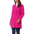 thumbnail image 4 of Allegra K Women's Double Breasted Lapel Raglan Long Sleeve Mid Length Overcoat L Hot Pink, 4 of 6
