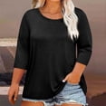 thumbnail image 2 of SwiftWear Tees for Women Plus Size Tops 3/4 Length Sleeve Round Neck Solid Casual Blouse, 2 of 4