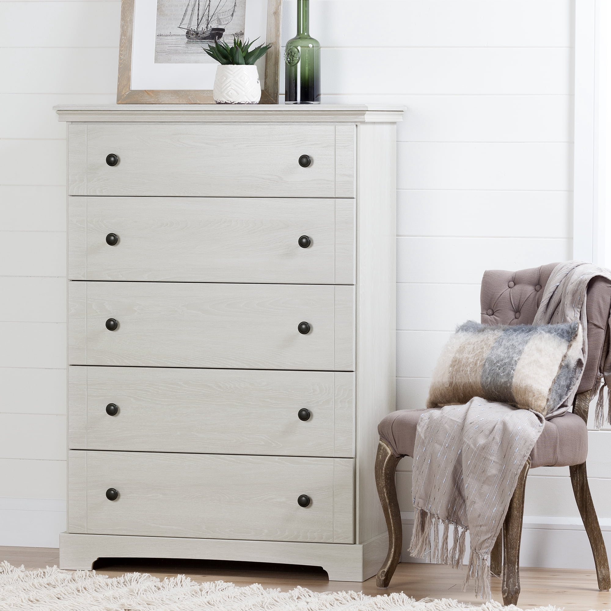 South Shore Avilla 5-Drawer Chest for Adult, in Winter Oak