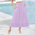 thumbnail image 2 of Bovxnpu Plus Size Skirts For Women, Womens Summer Midi Skirts Ruffle Flowy A-Line Long Skirt with Pockets, Womens Elastic Waist Drawstring Pleated Mid Skirt S, 2 of 5