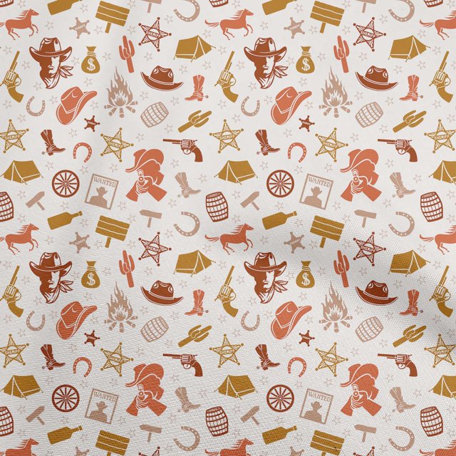 oneOone Georgette Viscose Orange Fabric Cowboy Sewing Craft Projects Fabric Prints By Yard 42 Inch Wide