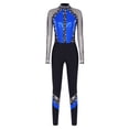 thumbnail image 4 of Jizyo Women's Long Sleeve Dance Unitard Shiny Rhinestone Full Body Suits One Piece Jumpsuits Blue M, 4 of 7